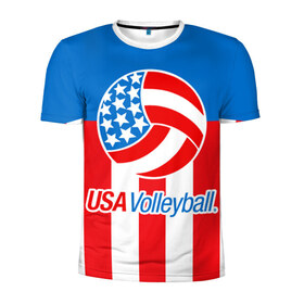Мужская футболка 3D спортивная с принтом Волейбол 15 в Белгороде, 100% полиэстер с улучшенными характеристиками | приталенный силуэт, круглая горловина, широкие плечи, сужается к линии бедра | usa | volleyball | волейбол
