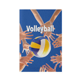 Обложка для паспорта матовая кожа с принтом Волейбол 24 в Белгороде, натуральная матовая кожа | размер 19,3 х 13,7 см; прозрачные пластиковые крепления | volleyball | волейбол