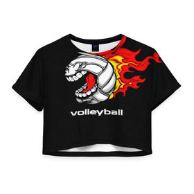 Женская футболка 3D укороченная с принтом Волейбол 26 в Белгороде, 100% полиэстер | круглая горловина, длина футболки до линии талии, рукава с отворотами | volleyball | волейбол