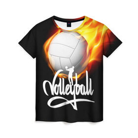 Женская футболка 3D с принтом Волейбол 28 в Белгороде, 100% полиэфир ( синтетическое хлопкоподобное полотно) | прямой крой, круглый вырез горловины, длина до линии бедер | volleyball | волейбол
