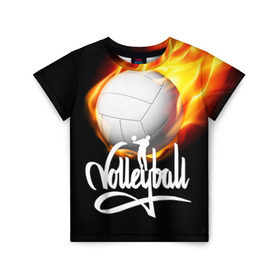 Детская футболка 3D с принтом Волейбол 28 в Белгороде, 100% гипоаллергенный полиэфир | прямой крой, круглый вырез горловины, длина до линии бедер, чуть спущенное плечо, ткань немного тянется | volleyball | волейбол