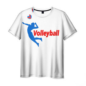 Мужская футболка 3D с принтом Волейбол 31 в Белгороде, 100% полиэфир | прямой крой, круглый вырез горловины, длина до линии бедер | Тематика изображения на принте: volleyball | волейбол