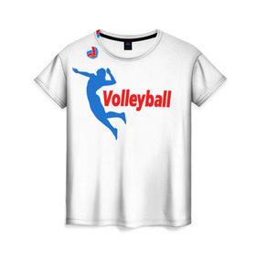 Женская футболка 3D с принтом Волейбол 31 в Белгороде, 100% полиэфир ( синтетическое хлопкоподобное полотно) | прямой крой, круглый вырез горловины, длина до линии бедер | volleyball | волейбол
