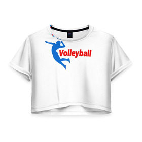Женская футболка 3D укороченная с принтом Волейбол 31 в Белгороде, 100% полиэстер | круглая горловина, длина футболки до линии талии, рукава с отворотами | volleyball | волейбол