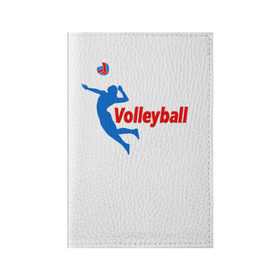 Обложка для паспорта матовая кожа с принтом Волейбол 31 в Белгороде, натуральная матовая кожа | размер 19,3 х 13,7 см; прозрачные пластиковые крепления | Тематика изображения на принте: volleyball | волейбол