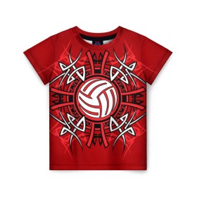 Детская футболка 3D с принтом Волейбол 34 в Белгороде, 100% гипоаллергенный полиэфир | прямой крой, круглый вырез горловины, длина до линии бедер, чуть спущенное плечо, ткань немного тянется | volleyball | волейбол