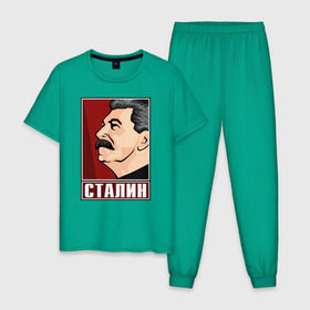 Мужская пижама хлопок с принтом Сталин в Белгороде, 100% хлопок | брюки и футболка прямого кроя, без карманов, на брюках мягкая резинка на поясе и по низу штанин
 | вождь народов | коммунизм | кпрф | советский союз | ссср