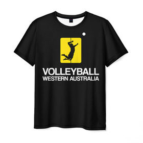 Мужская футболка 3D с принтом Волейбол 67 в Белгороде, 100% полиэфир | прямой крой, круглый вырез горловины, длина до линии бедер | volleyball | western australia | волейбол