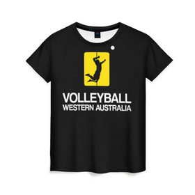Женская футболка 3D с принтом Волейбол 67 в Белгороде, 100% полиэфир ( синтетическое хлопкоподобное полотно) | прямой крой, круглый вырез горловины, длина до линии бедер | volleyball | western australia | волейбол