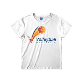 Детская футболка 3D с принтом Волейбол 72 в Белгороде, 100% гипоаллергенный полиэфир | прямой крой, круглый вырез горловины, длина до линии бедер, чуть спущенное плечо, ткань немного тянется | australia | volleyball | волейбол