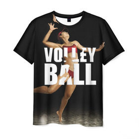Мужская футболка 3D с принтом Волейбол 75 в Белгороде, 100% полиэфир | прямой крой, круглый вырез горловины, длина до линии бедер | Тематика изображения на принте: volleyball | волейбол