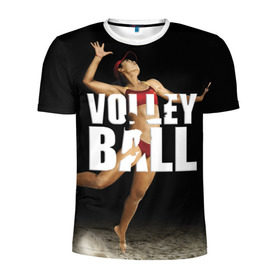 Мужская футболка 3D спортивная с принтом Волейбол 75 в Белгороде, 100% полиэстер с улучшенными характеристиками | приталенный силуэт, круглая горловина, широкие плечи, сужается к линии бедра | Тематика изображения на принте: volleyball | волейбол
