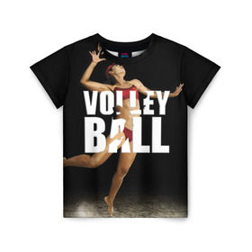 Детская футболка 3D с принтом Волейбол 75 в Белгороде, 100% гипоаллергенный полиэфир | прямой крой, круглый вырез горловины, длина до линии бедер, чуть спущенное плечо, ткань немного тянется | volleyball | волейбол