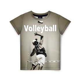 Детская футболка 3D с принтом Волейбол 78 в Белгороде, 100% гипоаллергенный полиэфир | прямой крой, круглый вырез горловины, длина до линии бедер, чуть спущенное плечо, ткань немного тянется | volleyball | волейбол