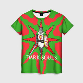 Женская футболка 3D с принтом Dark Souls 3 в Белгороде, 100% полиэфир ( синтетическое хлопкоподобное полотно) | прямой крой, круглый вырез горловины, длина до линии бедер | dark souls | praise the sun | you died | дарк соулс
