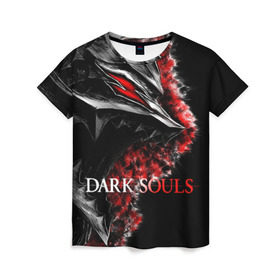 Женская футболка 3D с принтом Dark Souls 7 в Белгороде, 100% полиэфир ( синтетическое хлопкоподобное полотно) | прямой крой, круглый вырез горловины, длина до линии бедер | dark souls | praise the sun | you died | дарк соулс