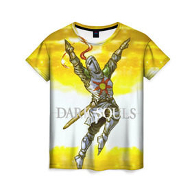 Женская футболка 3D с принтом Dark Souls 9 в Белгороде, 100% полиэфир ( синтетическое хлопкоподобное полотно) | прямой крой, круглый вырез горловины, длина до линии бедер | dark souls | praise the sun | you died | дарк соулс