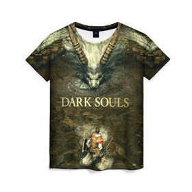 Женская футболка 3D с принтом Dark Souls 12 в Белгороде, 100% полиэфир ( синтетическое хлопкоподобное полотно) | прямой крой, круглый вырез горловины, длина до линии бедер | dark souls | praise the sun | you died | дарк соулс