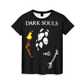 Женская футболка 3D с принтом Dark Souls 13 в Белгороде, 100% полиэфир ( синтетическое хлопкоподобное полотно) | прямой крой, круглый вырез горловины, длина до линии бедер | dark souls | praise the sun | you died | дарк соулс