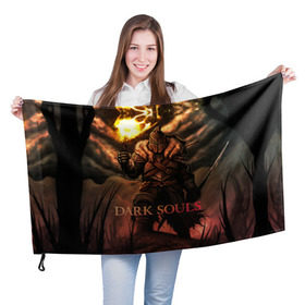Флаг 3D с принтом Dark Souls 18 в Белгороде, 100% полиэстер | плотность ткани — 95 г/м2, размер — 67 х 109 см. Принт наносится с одной стороны | dark souls | praise the sun | you died | дарк соулс