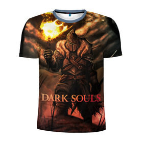 Мужская футболка 3D спортивная с принтом Dark Souls 18 в Белгороде, 100% полиэстер с улучшенными характеристиками | приталенный силуэт, круглая горловина, широкие плечи, сужается к линии бедра | dark souls | praise the sun | you died | дарк соулс