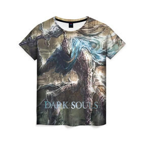 Женская футболка 3D с принтом Dark Souls 20 в Белгороде, 100% полиэфир ( синтетическое хлопкоподобное полотно) | прямой крой, круглый вырез горловины, длина до линии бедер | dark souls | praise the sun | you died | дарк соулс
