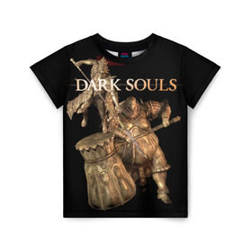 Детская футболка 3D с принтом Dark Souls 22 в Белгороде, 100% гипоаллергенный полиэфир | прямой крой, круглый вырез горловины, длина до линии бедер, чуть спущенное плечо, ткань немного тянется | Тематика изображения на принте: dark souls | praise the sun | you died | дарк соулс