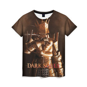 Женская футболка 3D с принтом Dark Souls 23 в Белгороде, 100% полиэфир ( синтетическое хлопкоподобное полотно) | прямой крой, круглый вырез горловины, длина до линии бедер | dark souls | praise the sun | you died | дарк соулс