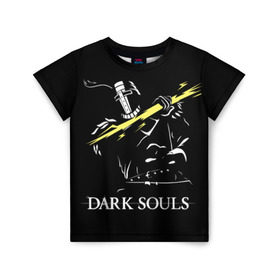 Детская футболка 3D с принтом Dark Souls 25 в Белгороде, 100% гипоаллергенный полиэфир | прямой крой, круглый вырез горловины, длина до линии бедер, чуть спущенное плечо, ткань немного тянется | dark souls | praise the sun | you died | дарк соулс