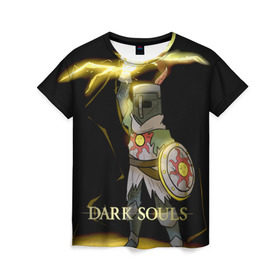 Женская футболка 3D с принтом Dark Souls 27 в Белгороде, 100% полиэфир ( синтетическое хлопкоподобное полотно) | прямой крой, круглый вырез горловины, длина до линии бедер | dark souls | praise the sun | you died | дарк соулс