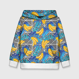 Детская толстовка 3D с принтом Banana pattern в Белгороде, 100% полиэстер | двухслойный капюшон со шнурком для регулировки, мягкие манжеты на рукавах и по низу толстовки, спереди карман-кенгуру с мягким внутренним слоем | banana