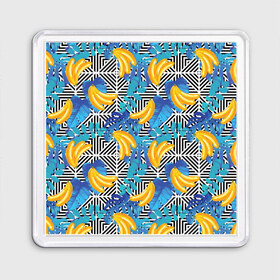 Магнит 55*55 с принтом Banana pattern в Белгороде, Пластик | Размер: 65*65 мм; Размер печати: 55*55 мм | banana