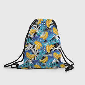 Рюкзак-мешок 3D с принтом Banana pattern в Белгороде, 100% полиэстер | плотность ткани — 200 г/м2, размер — 35 х 45 см; лямки — толстые шнурки, застежка на шнуровке, без карманов и подкладки | banana