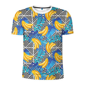 Мужская футболка 3D спортивная с принтом Banana pattern в Белгороде, 100% полиэстер с улучшенными характеристиками | приталенный силуэт, круглая горловина, широкие плечи, сужается к линии бедра | banana