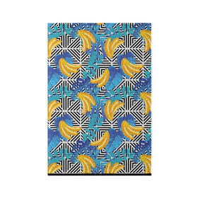 Обложка для паспорта матовая кожа с принтом Banana pattern в Белгороде, натуральная матовая кожа | размер 19,3 х 13,7 см; прозрачные пластиковые крепления | banana