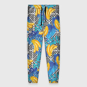 Женские брюки 3D с принтом Banana pattern в Белгороде, полиэстер 100% | прямой крой, два кармана без застежек по бокам, с мягкой трикотажной резинкой на поясе и по низу штанин. В поясе для дополнительного комфорта — широкие завязки | banana