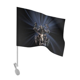 Флаг для автомобиля с принтом Скелет на мотоцикле в Белгороде, 100% полиэстер | Размер: 30*21 см | ride or die | байкер
