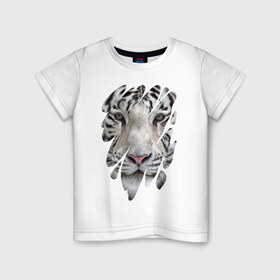Детская футболка хлопок с принтом Бенгальский тигр в Белгороде, 100% хлопок | круглый вырез горловины, полуприлегающий силуэт, длина до линии бедер | Тематика изображения на принте: 