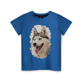 Детская футболка хлопок с принтом Симпотяга волк в Белгороде, 100% хлопок | круглый вырез горловины, полуприлегающий силуэт, длина до линии бедер | зверь | серый | хаски | хаски бандит