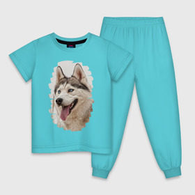 Детская пижама хлопок с принтом Симпотяга волк в Белгороде, 100% хлопок |  брюки и футболка прямого кроя, без карманов, на брюках мягкая резинка на поясе и по низу штанин
 | зверь | серый | хаски | хаски бандит