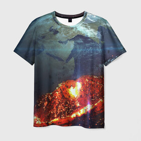 Мужская футболка 3D с принтом Взрыв планеты в Белгороде, 100% полиэфир | прямой крой, круглый вырез горловины, длина до линии бедер | 