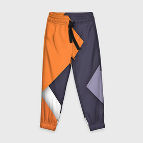 Детские брюки 3D с принтом Geometriya в Белгороде, 100% полиэстер | манжеты по низу, эластичный пояс регулируется шнурком, по бокам два кармана без застежек, внутренняя часть кармана из мелкой сетки | оранжевый | серый
