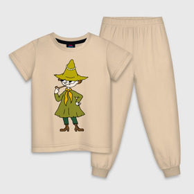 Детская пижама хлопок с принтом Снусмумрик в Белгороде, 100% хлопок |  брюки и футболка прямого кроя, без карманов, на брюках мягкая резинка на поясе и по низу штанин
 | муми тролль