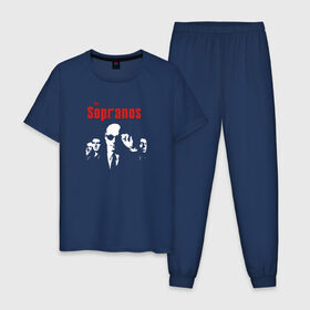 Мужская пижама хлопок с принтом the Sopranos (Клан Сопрано) в Белгороде, 100% хлопок | брюки и футболка прямого кроя, без карманов, на брюках мягкая резинка на поясе и по низу штанин
 | the sopranos | клан сопрано | сопрано