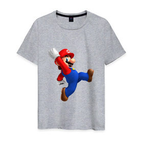 Мужская футболка хлопок с принтом Марио в Белгороде, 100% хлопок | прямой крой, круглый вырез горловины, длина до линии бедер, слегка спущенное плечо. | nintendo | нинтендо
