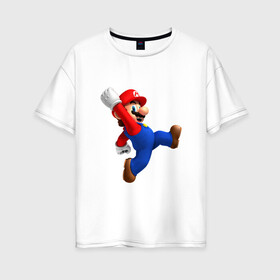 Женская футболка хлопок Oversize с принтом Марио в Белгороде, 100% хлопок | свободный крой, круглый ворот, спущенный рукав, длина до линии бедер
 | nintendo | нинтендо