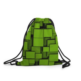Рюкзак-мешок 3D с принтом Зеленые кубики в Белгороде, 100% полиэстер | плотность ткани — 200 г/м2, размер — 35 х 45 см; лямки — толстые шнурки, застежка на шнуровке, без карманов и подкладки | кубы | текстура