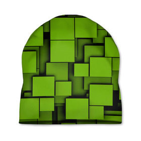 Шапка 3D с принтом Зеленые кубики в Белгороде, 100% полиэстер | универсальный размер, печать по всей поверхности изделия | кубы | текстура
