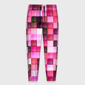 Мужские брюки 3D с принтом Квадрат в Белгороде, 100% полиэстер | манжеты по низу, эластичный пояс регулируется шнурком, по бокам два кармана без застежек, внутренняя часть кармана из мелкой сетки | мозаика | плитка | розовый