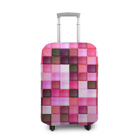 Чехол для чемодана 3D с принтом Квадрат в Белгороде, 86% полиэфир, 14% спандекс | двустороннее нанесение принта, прорези для ручек и колес | мозаика | плитка | розовый